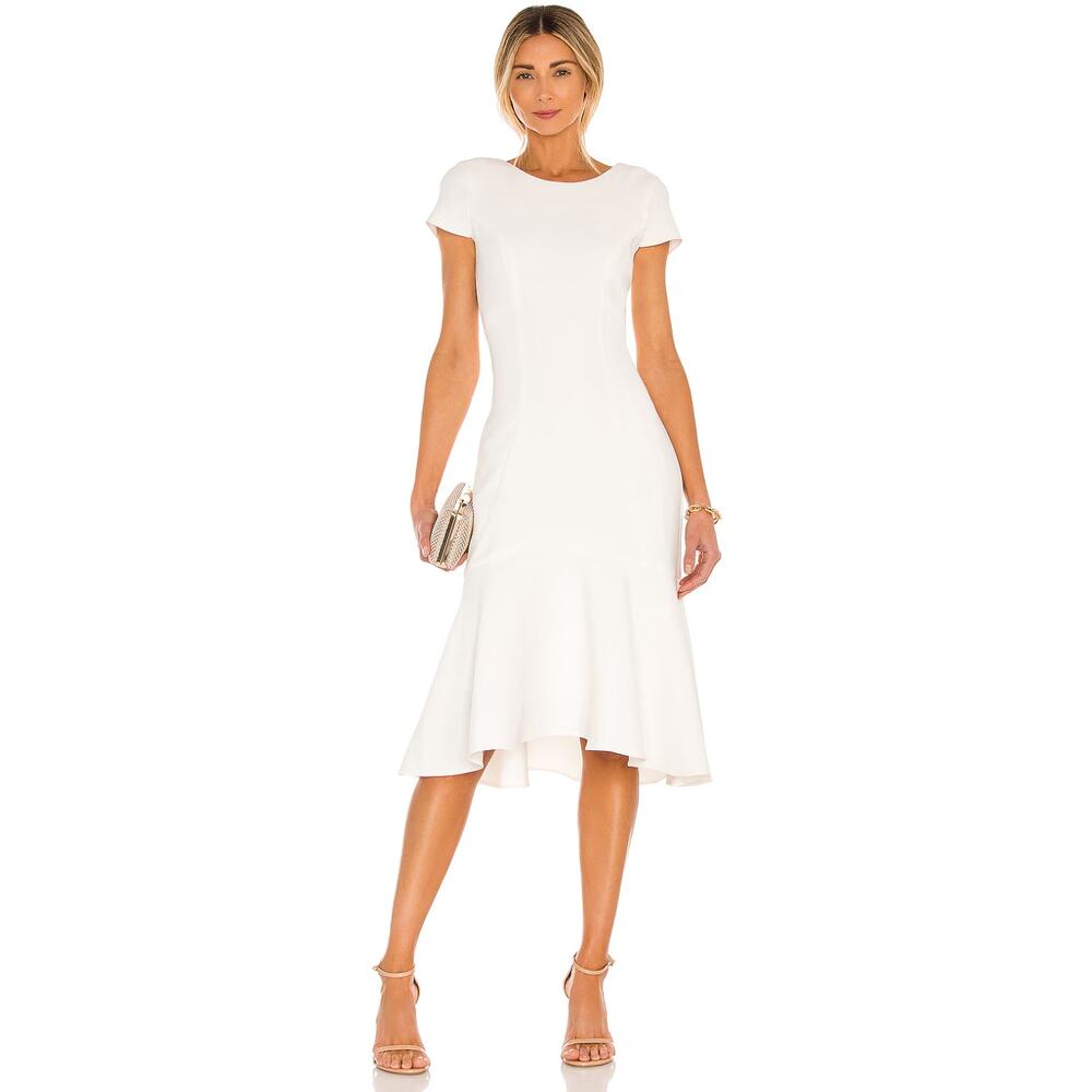 Amanda Uprichard Evalina White Short Sleeve Midi Dress Women's Size XS